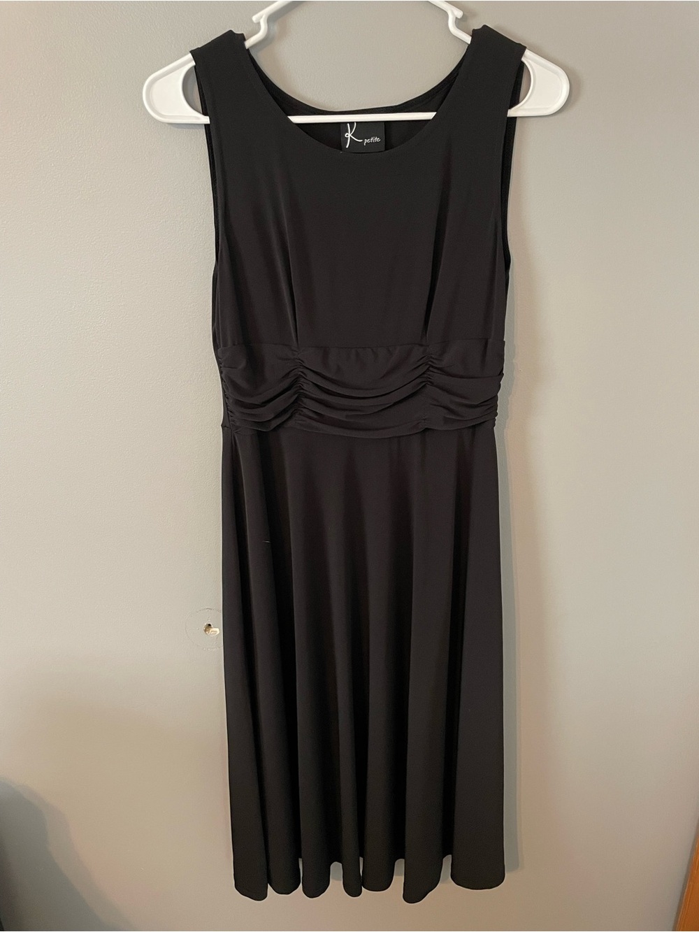 K by K Studio Black Sleeveless Ruched-Waist Midi Dress